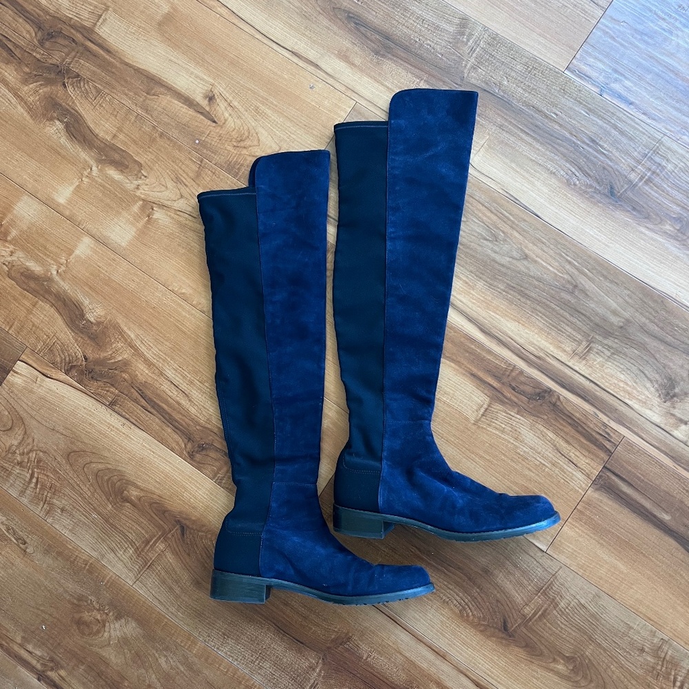 Stuart Weizman 5050 over-the-knee navy suede Boots size 9.5M